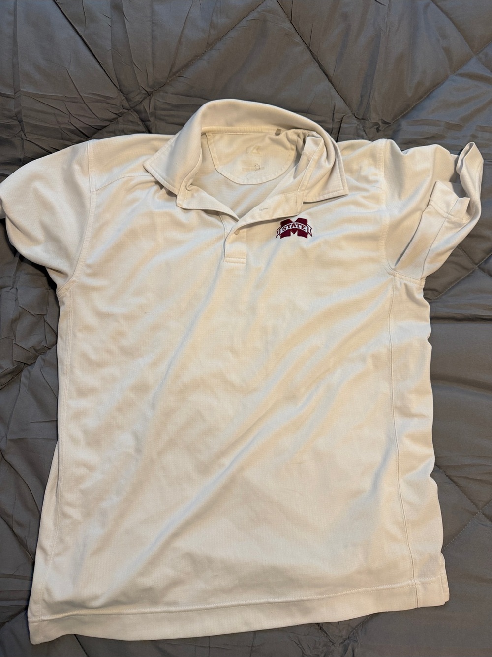Cutter & Buck White Polo with Maroon Collegiate Logo